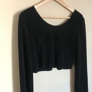 70s Crop Ribbed Long Sleeve with Flare